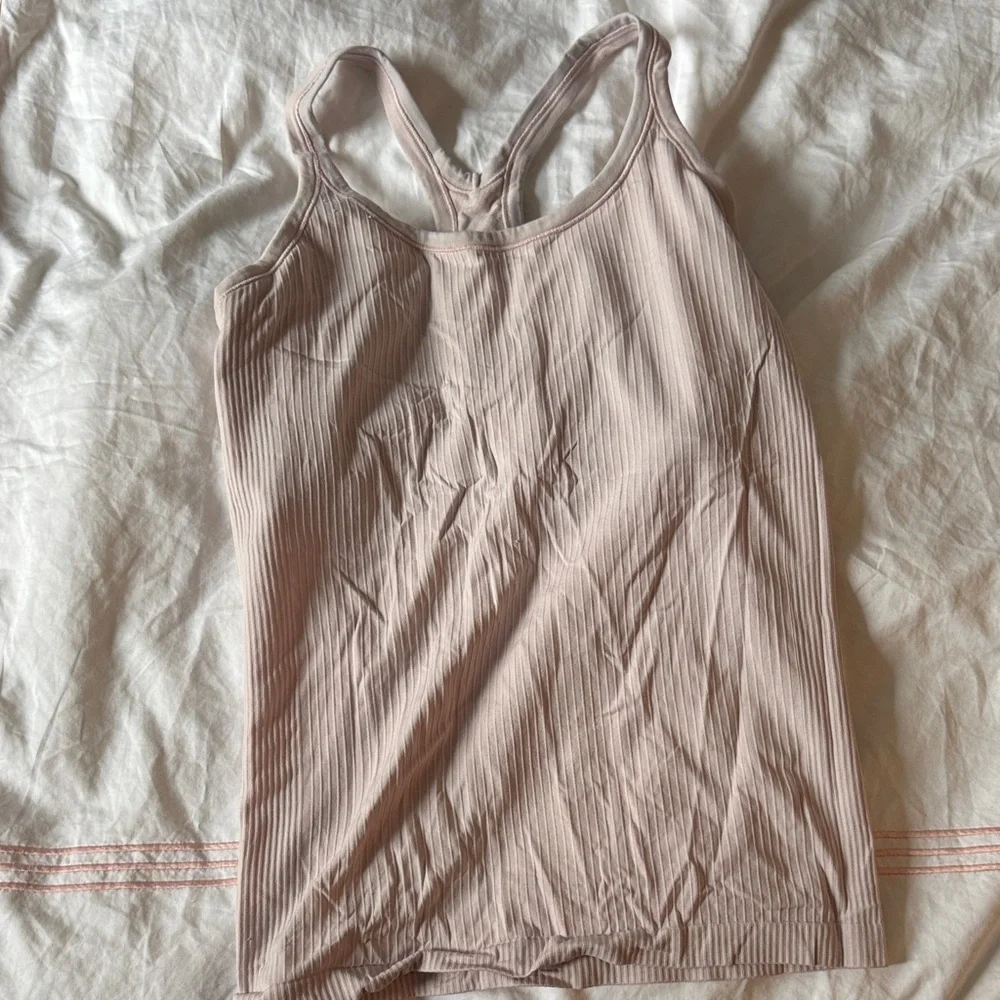 Women's Pink Ribbed Tank Top - Picture 2 of 4
